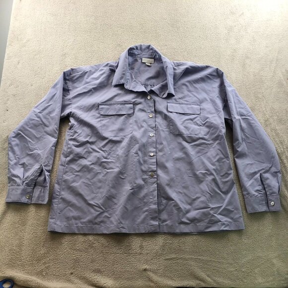 J. Jill Womens Shirt Medium Long Sleeve Button Up Lavender Pockets Casual Travel - Picture 9 of 10